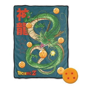 Dragon Ball Z Blanket Shenron Allover Design Throw with Dragon Ball Pillow - 1 of 4