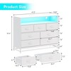 Dresser for Bedroom, Modern 7 Drawers Long Dresser with Charging Station and LED Lights - 2 of 4