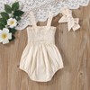 MyKids-USA Baby Girls Solid Color Sleeveless Summer Shirred Bodysuit Onesies & Headband - 4 of 4