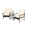 3 Piece Outdoor Wicker Garden Patio Furniture Sets,2 Metal Rattan Arm Chair and Coffee Table Set,Patio Conversation Set with Cushions-Coolbibila - 3 of 4