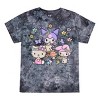 Kuromi, My Melody and Hello Kitty Puff Print Mushroom Scene Women's Black Cloud Wash Crew Neck Short Sleeve T-shirt - 4 of 4