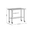 Flash Furniture Rawcliffe Stainless Steel 18  Gauge NSF Cert. Portable Prep and Work Table with 1.5" Backsplash, Undershelf and 2 Locking Casters - 4 of 4