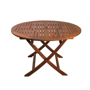 Northlight Round Outdoor Acacia Wood Folding Patio Dining Table 47" - Brown - 1 of 3