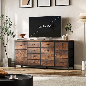 14 Drawer Dresser, 63 Inch Fabric Dresser TV Stand with Power Outlet for 65 70 75 Inch TV, Long Entertainment Center - 1 of 4