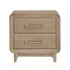 Modern Wood Nightstand with 2 Drawers,Natural Finish Bedside Table for Bedroom,Curved Corner Wooden Nightstand Furniture-Cuddlewood - 3 of 4