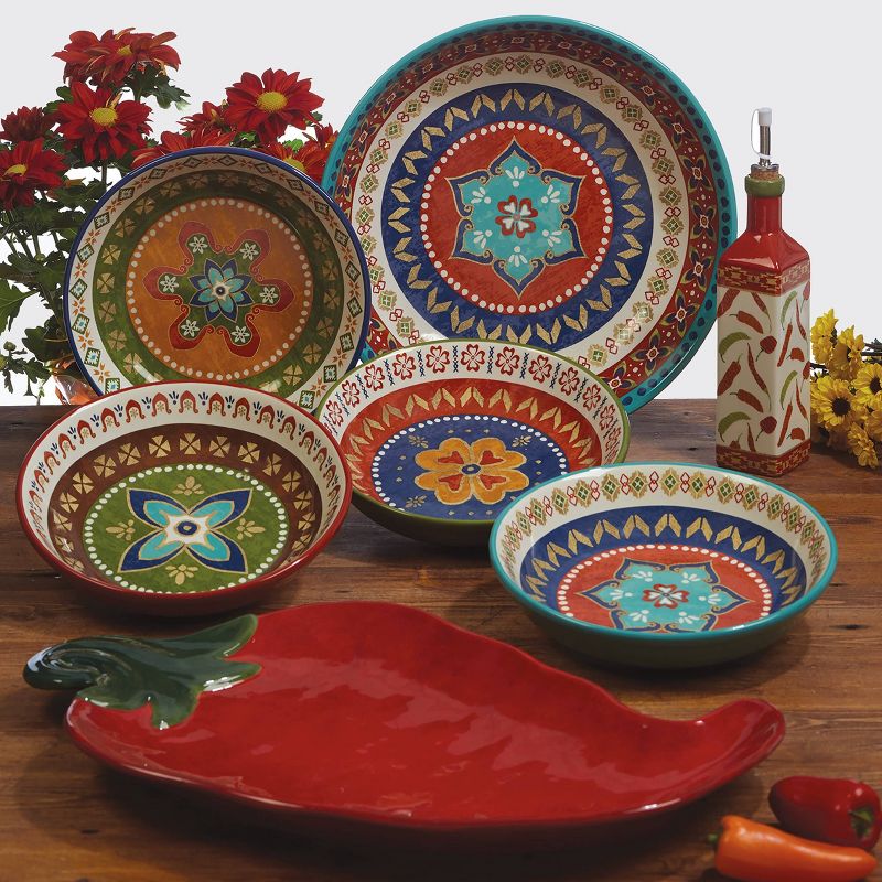 Certified International Monterrey by Veronique Charron Ceramic Bowls 40oz Blue - Set of 4, 2 of 3