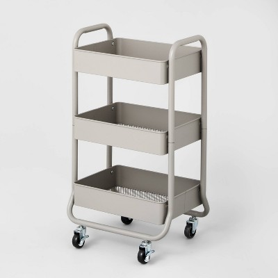 3 Tier Metal Utility Cart Gray - Brightroom&#8482;