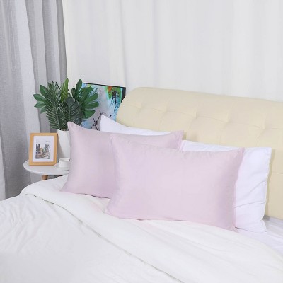 2 Pcs 20"x30" Silky Satin Zippered Pillow Cases Lavender Gray - PiccoCasa