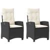 vidaXL Reclining Patio Chairs 2 pcs with Cushions Black Poly Rattan - 2 of 4