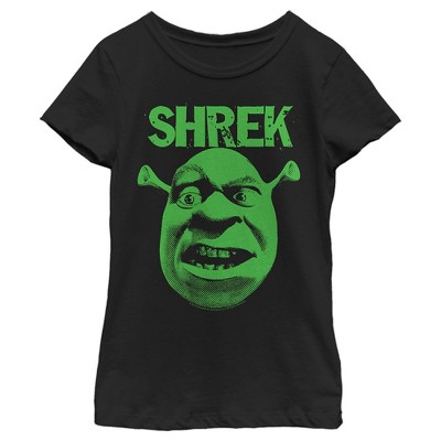 Girl's Shrek Big Face Eyebrow Raised T-shirt - Black - Small : Target