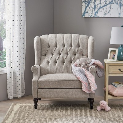 37"W Push Back Recliner Chair,Tufted Wingback Armchair,Upholstered Lounge Accent Chair for Living Room-Baofuwish