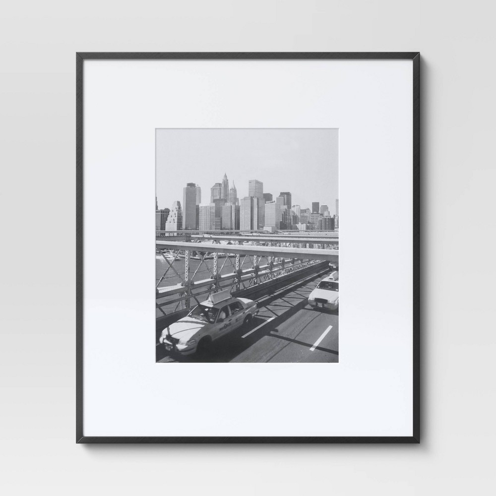 Photos - Photo Frame / Album 19.4" x 22.4" Matted to 11" x 14" Thin Gallery Oversized Image Frame Black