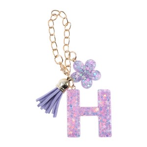 Unique Bargains Star Sequin Letter H Flower Tassel Water Cup Pendant Purple 1 Pc - 1 of 4