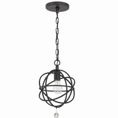 Solaris Black Metal Mini Pendant with Clear Glass Drops
