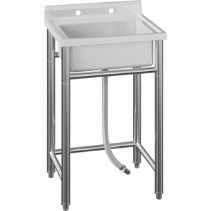 Stainless Steel Freestanding Utility Sink with Hot/Cold Pull-Out Faucet, Single-Bowl Prep Sink for Kitchen, Bar, Garage, Backyard, Laundry - 1 of 4