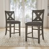 Set of 2 Caitbrook Upholstered Counter Height Barstools Dark Gray: X-Back, Acacia Legs, Polyester - Signature Design by Ashley - 2 of 4