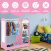 Tangkula Kids Dress up Storage Hanging Armoire Dresser Costume Closet w/ Mirror Shelves - 4 of 4