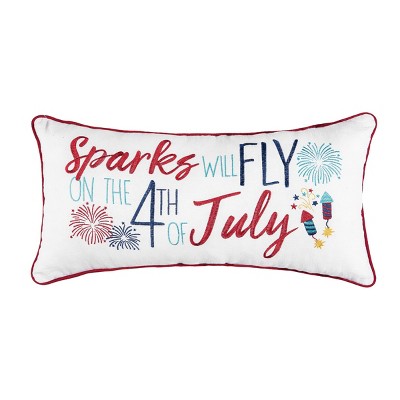 C&F Home 12" x 24" Sparks Will Fly Americana 4th of July Patriotic Embroidered Rectangle XL Throw Pillow
