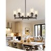 YANSUN 6-Light Black Chandelier with Adjustable Height featuring Industrial Clear Glass Pendants perfect for Dining Room - 2 of 4