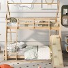 Streamdale Twin over Queen House Bunk Bed with Climbing Nets and Climbing Ramp, Natural - 2 of 4