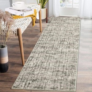 Washable Modern Abstract Area Rug with Non-Slip Backing, Soft Pearl Velvet Low-Pile Carpet, Non-Shedding Durable Indoor Rug for Living Room - 1 of 4