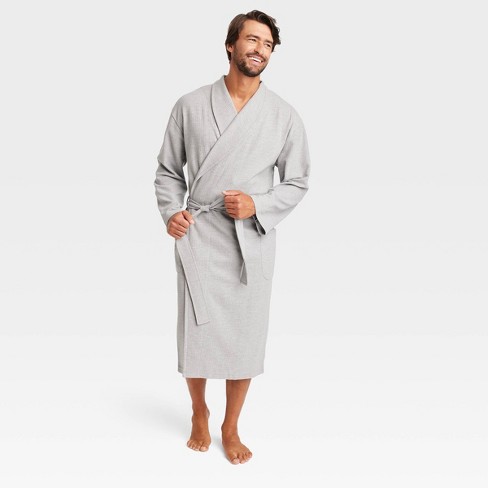 Hanes Premium Men's Waffle Knit Robe - Heathered Gray One Size Fits Most :  Target