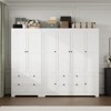 Buenhomino White Freestanding Modular Wardrobe Combo Armoires Closet,DIY Closet System with Wood Storage Drawers and Hanging Rods - 2 of 4