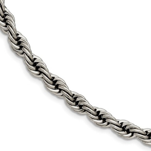 Black Bow Jewelry Men's 7mm Stainless Steel Polished Rope Chain Necklace - image 1 of 4