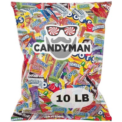 CANDYMAN Assorted Candy Variety Pack 10lbs of Bulk Individually Wrapped Pinata Stuffers