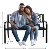 VINGLI Outdoor Metal Bench with Welcome Pattern PVC Back, Weatherproof Black Steel Patio Bench for Garden, Porch, Deck, Yard, Lawn Decor - 4 of 4