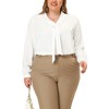 Agnes Orinda Women's Plus Size Long Sleeve Elegant Tie Chiffon Formal Office Blouses - 2 of 4