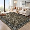Washable Floral Runner Rug - Non-Slip Rubber Backing, Low-Pile Farmhouse Entryway Carpet, Foldable & Non-Shedding - 3 of 4