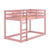 NicBex Twin Size Bunk Bed Wooden Bed Frame with Ladder and Full Length Guardrail, Space Saving, No Box Spring Required, Pink - 3 of 4