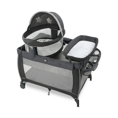 MYKKO Pack n Play Dome LX Playard with Baby Bassinet, Lightweight Portable Crib, Push-Button Fold Travel Crib, Redmond, Convertible