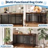 55" Dog Crate Furniture for Medium Large Dogs, Heavy Duty Wooden Kennel Furniture with Sliding Door & 2 Bowls, Dog Cage TV Stand End Table for Indoor - 3 of 4