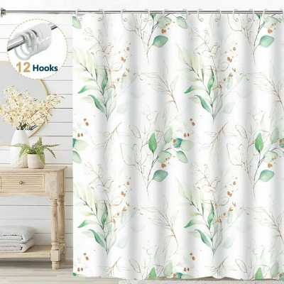 LunaLulinlk White Fabric Shower Curtain