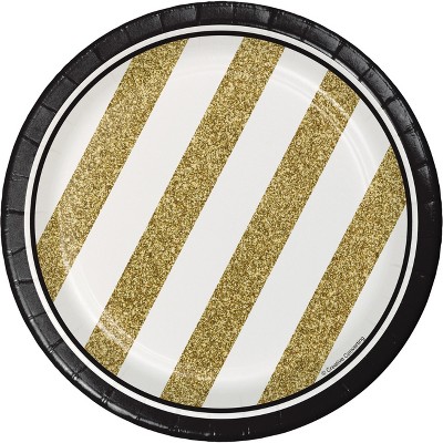 24ct Dessert Plates Black/Gold/Cream