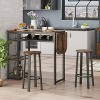 Bestier 3 Piece Bar Dining Pub Table and Chairs Set with Storage Shelves Counter Height Home Kitchen Rustic - 4 of 4