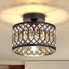 DORESshop 1-Light Semi-Flush Mount Ceiling Light with Matte Black Triangular Crystal Accents, Drum Shade, E26 Socket, Non-Integrated Bulb - 2 of 4