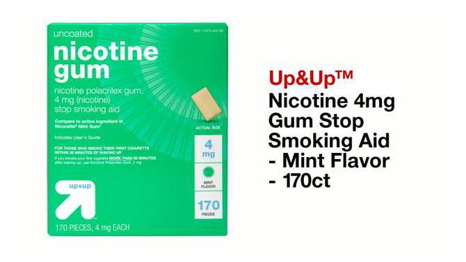 Nicotine 4mg Gum Stop Smoking Aid - Mint Flavor - 170ct - up &#38; up&#8482;, 2 of 9, play video