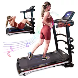 Ksports Foldable 16 Inch Wide Home Treadmill w/ Bluetooth Connectivity, FitShow Fitness Tracking App, AUX Port, Manual Inclines and Speed Control