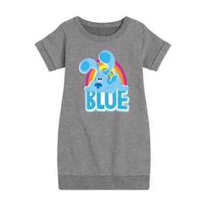 - Blue's Clues & You! - Blue Graphic Short Sleeve Fleece Dress - 1 of 4
