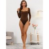 Allegra K Women's Long Sleeve Slim Fit Stretchy Square Neck Leotard Jumpsuit 3 Packs - 4 of 4