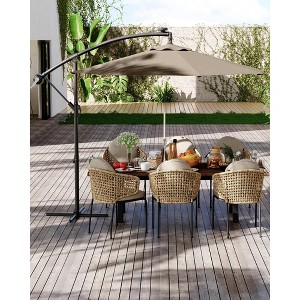 10 FT Hanging Cantilever Umbrella with 360 Degree Rotation, 8 Ribs Offset,Cross Base Support, with Easy Tilt Adjustment, for Backyard, Garden - 1 of 4