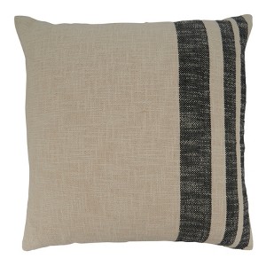 Saro Lifestyle Striped Pillow - Down Filled, 20" Square, Natural - 1 of 3