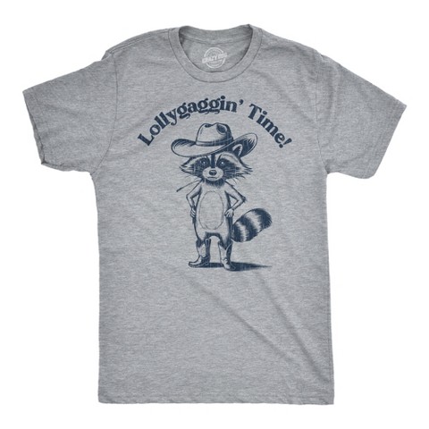 Мужские футболки Crazy Dog T-Shirts, Inc. Mens Funny T Shirts Lollygaggin Time Sarcastic Raccoon Graphic Novelty Tee for Men - Crazy Dog Men's T Shirt With Sarcastic Sayings Light Grey L