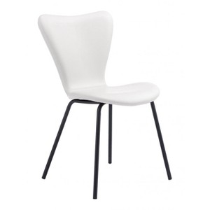 Dining Chair 32.7" H (Set of 2) – White, Faux Leather Upholstery & Black Powder-Coated Steel Frame by Zuo Modern - 1 of 4