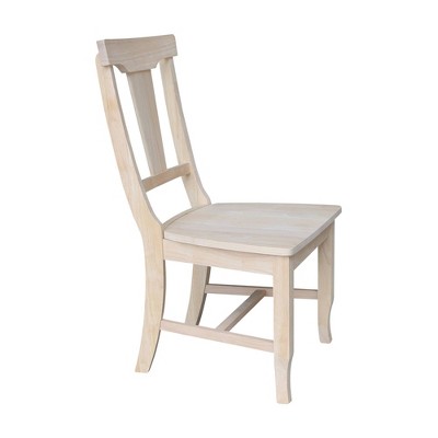 Set of 2 Unfinished Solid Wood Panel Back Dining Chairs