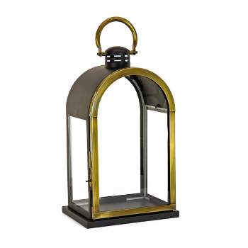 HGTV Home Collection Dome Lantern, Christmas Themed Home Decor, Large, Black and Gold, 22 in