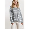 Slickblue Women's Striped Long Sleeve Top, Round Neck Shirt for Casual Wear, S, Grey/White - 2 of 4